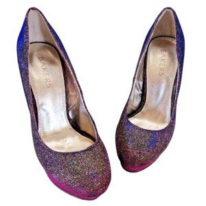 Bakers Womens Glitter High Heels Purple Pink Ombre Size 5